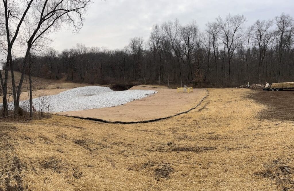 A wide-angle shot of a restoration project