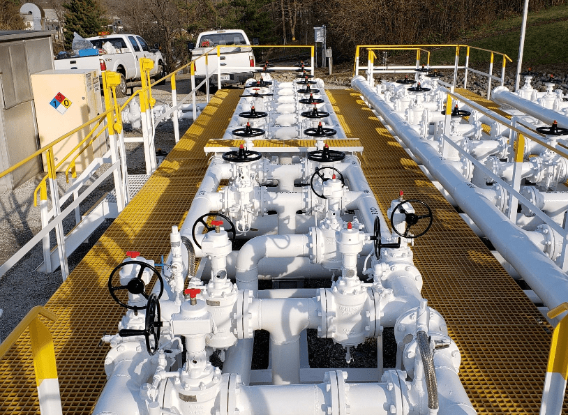 Bromley Terminal Manifold abrasive blast and recoat project